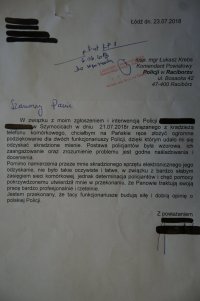 Podziękowanie dla mundurowych z Kuźni Raciborskiej