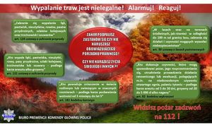 Plakat mówiący o zakazie wypalania traw