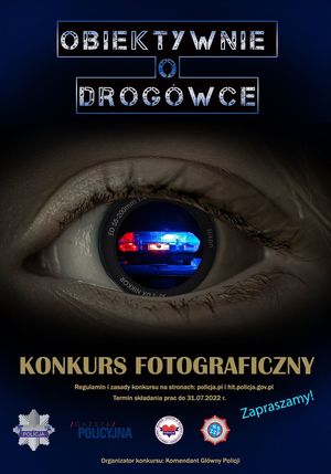 Plakat zapraszający do konkursu o drogówce