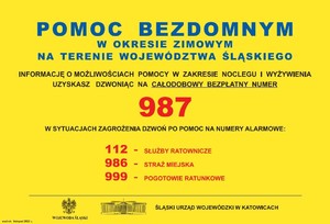 Plakat z infolinią dla bezdomnych