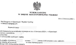 na zdjęciu wyrok zaoczny