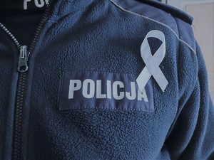 NA ZDJĘCIU POLAR POLICYJNY Z BIAŁA WSTĄŻKĄ