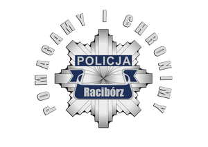 Grafika przedstawiająca policyjną gwiazdę z napisem: Policja Racibórz, wokół której znajduje się także napis: Pomagamy i chronimy.