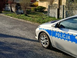 na zdjęciu radiowóz przy uszkodzonym plocie