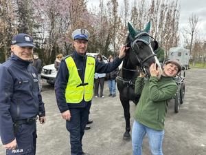 na zdjeciu policjanci z koniem