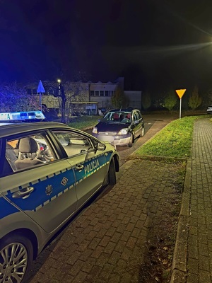 na zdjeciu radiowóz oraz pojazd kontrolowany