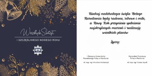 na zdjęciu kartka świąteczna z życzeniami