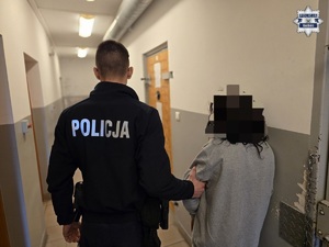 na zdjęciu zatrzymana i policjant