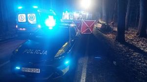 na zdjęciu miejsce wypadku drogowego