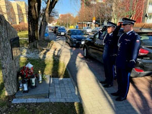 na zdjęciu komendanci oddają hołd
