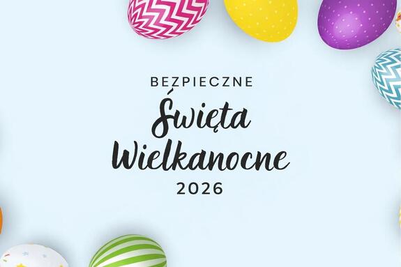 na zdjeciu grafika z napisem bezpieczne święta wielkanocne